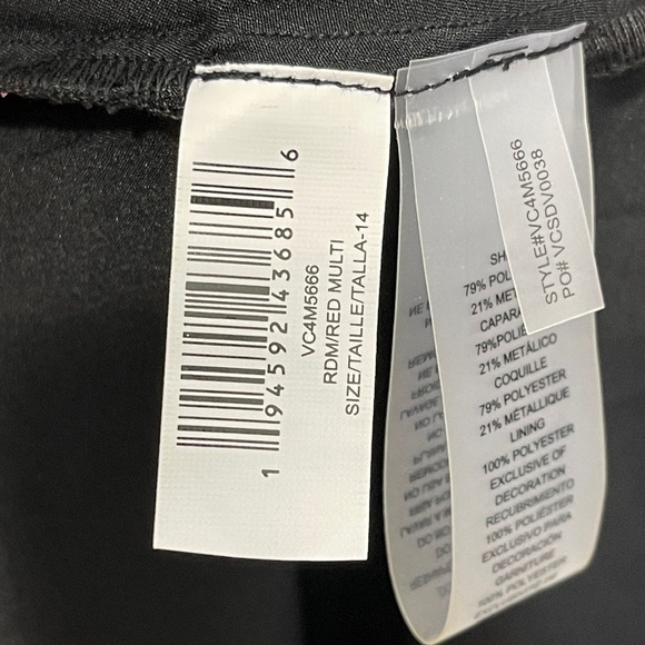 Vince Camuto Metallic Paisley-Print Lace-Trim Dress Shimmery Size 14 - Picture 12 of 16